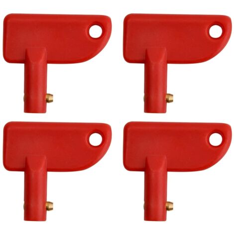 4 Pièces Clés pour Interrupteur de Batterie de Voiture, Clé de Commutateur D'Isolateur de Batterie, Clé Coupe-Batterie Rouge, Clé Coupe Circuit Batterie pour Camion Voiture Bateau