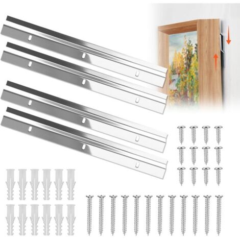 4 Pièces Clip de Fixation Murale en Z Support Mural Fixation Miroir 30cm Fixation Tableau avec Vis Fixation Miroir Lourd Emboîtement Accroche Miroir pour Suspendre des Cadres Résistants