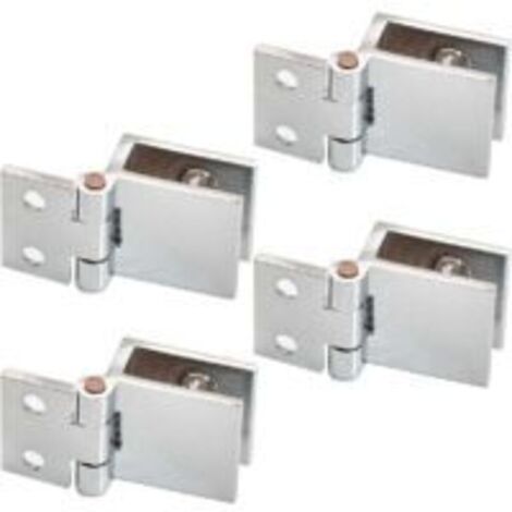4 pièces Clip de porte en verre charnière, Charnière pour Porte en Verre de Meuble de Cuisine, Vitrine, Douche, Support en Acier Inoxydable pour Porte de Placard Angle Ouverture