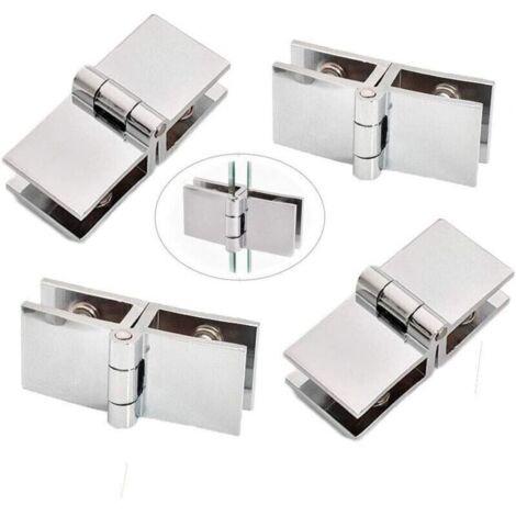 4 pièces Clip de porte verre charnière, Charnière de porte en verre en acier inoxydable, Charnière pliante en verre, Charnière De Serrage De Porte, C-Crezuo