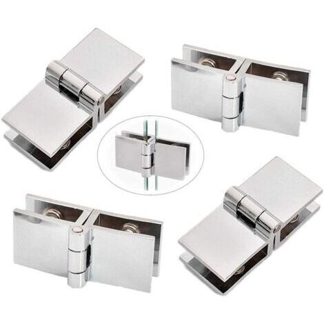 4 pièces Clip de porte verre charnière, Charnière de porte en verre en acier inoxydable, Charnière pliante en verre, Charnière De Serrage De Porte, Charnière pour Porte en Verre de Meuble de Cuisine