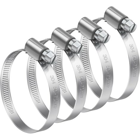 4 Pièces Collier de Serrage, Réglable 50-70mm, Acier Inoxydable 304, Pour Plomberie et Automobile