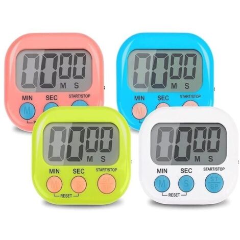 4 Pièces Coloré Minuteur Cuisine Magnetique, Digital Time Timer Enfant Apprentissage avec Écran LCD, Chronomètre Minuterie Aimanté
