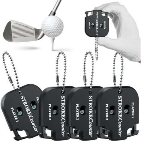 4 Pièces Compteur de Score de Golf, Compteur de Coups au Golf Mini Golf Score Shot Compteur avec Chaîne de Suspension Clicker de Compteur de Sport pour Le Golf et d'autres Jeux de Balle