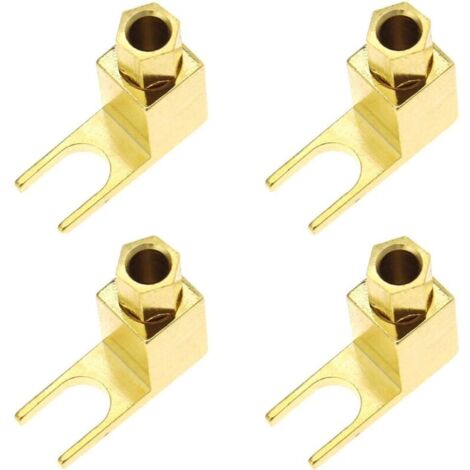 4 pièces Connecteur de câble de Haut-Parleur, Adaptateur Banane vers Pelle Haut de Gamme, câble de Haut-Parleur, Fourche à Pelle à Angle Droit et connecteur de Poste de Reliure, plaqué Or