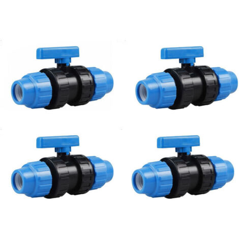 4 Pièces Connecteur en PP pour Tuyau d'eau, Connecteur de Serrage pour Tuyaux en PE, 25mm (Bleu)