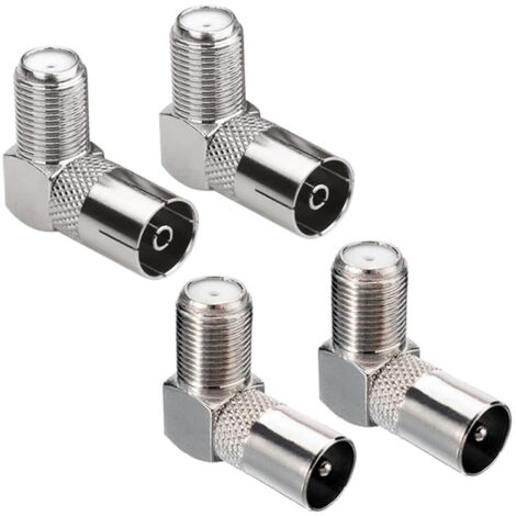 4 Pièces Connecteurs femelle/femelle de Type F à 90 degrés, adaptateurs coaxiaux RF pour antenne Satellite à Angle droit