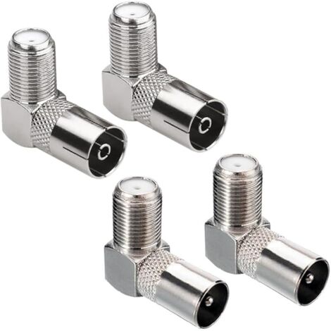 4 Pièces Connecteurs femelle/femelle de Type F à 90 degrés, adaptateurs coaxiaux RF pour antenne Satellite à Angle droit