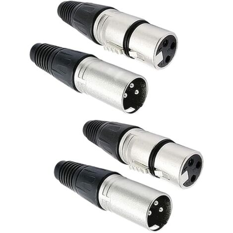 4 Pièces Connecteurs XLR 3 broches, 2 paires de connecteurs XLR mâle/femelle, prise de câble micro, prise audio microphone