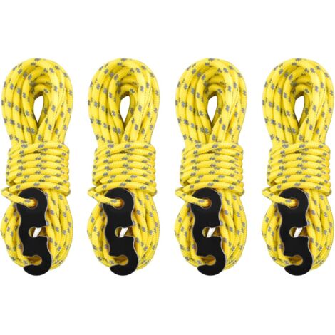 4 Pièces Corde Nylon, Réfléchissante 3mm, Tendeur Aluminium, Pour Camping Tente Randonnée