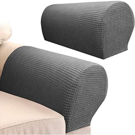 4 Pièces Couvre Accoudoirs Housses de Fauteuil Imperméables Couvertures d'Accoudoir de Canapé en Polyester Extensible Housse de Canapé en Spandex pour Canapé de Salon Inclinable（gris）