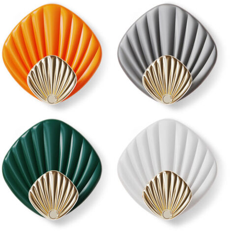 4 pièces créatif coquille forme tenture murale crochet sans poinçon fort adhésif crochet salle de bain cuisine mural sans couture collant crochet, Ensoleillé
