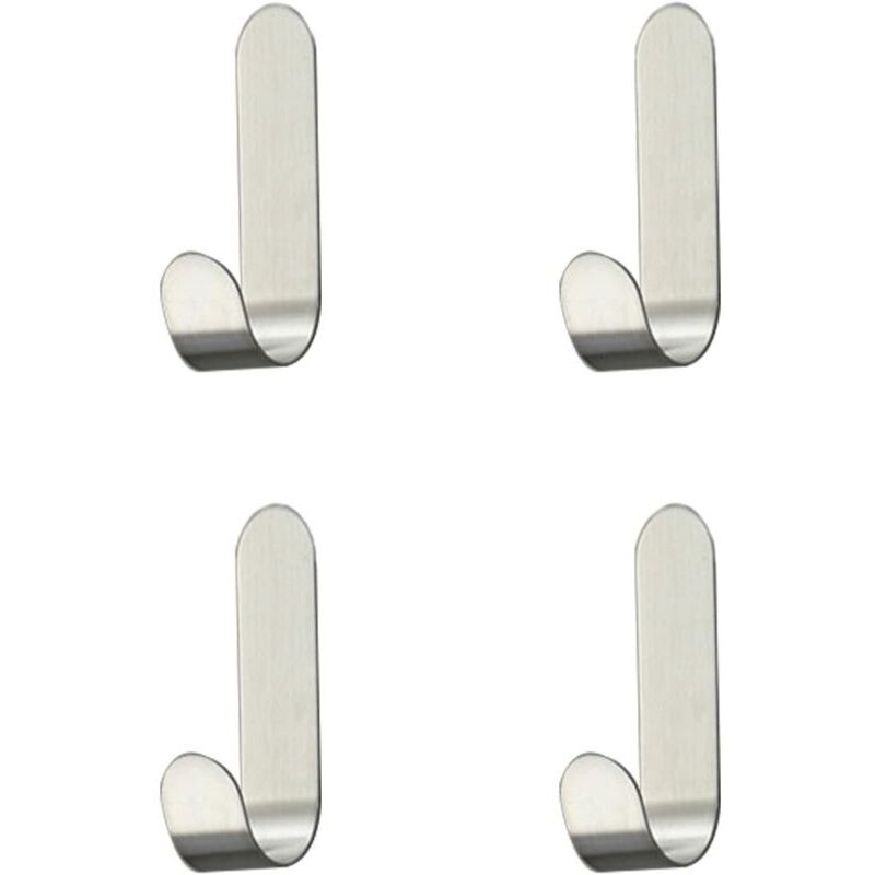 4 Pièces Crochet Adhésif en Acier Inoxydable，Crochets Auto-adhésif Crochet ，pour Serviette, clés, maison, cuisine, salle de bain, anti-rouille et