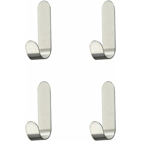 4 Pièces Crochet Adhésif en Acier Inoxydable，Crochets Auto-adhésif Crochet ，pour Serviette, clés, maison, cuisine, salle de bain, anti-rouille et étanche