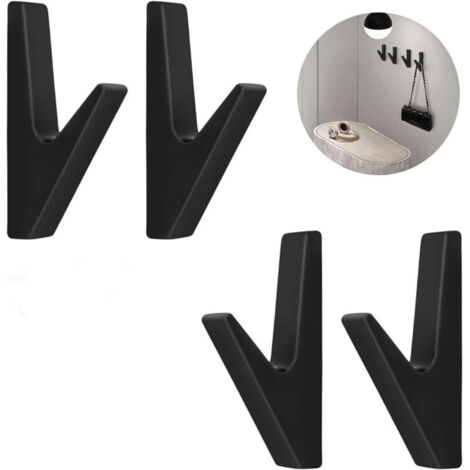 4 Pièces Crochet de Manteau Crochet Porte Manteau Multi-Usages Crochet Manteau Mural Noir Patère Minimaliste Moderne Murale Patere Noir avec Vis pour Cuisine Salle de Bain Chambre Entrée