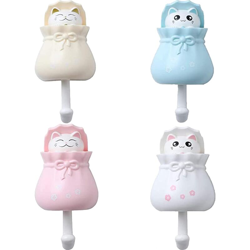 Linghhang - 4 Pièces Crochets Muraux pour Animaux,Crochet Adhésif pour Enfants,Crochet Porte-Serviettes pour Enfants, Crochets Adhésifs Décoratifs
