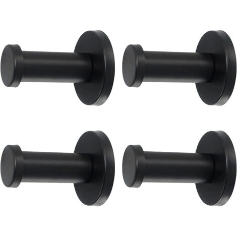 4 Pièces Crochets Muraux Ronds Noirs, Crochet Mural en Acier Inoxydable de 53 mm Suitable for Hanging Objects in Kitchen, Bathroom and Master Bedroom