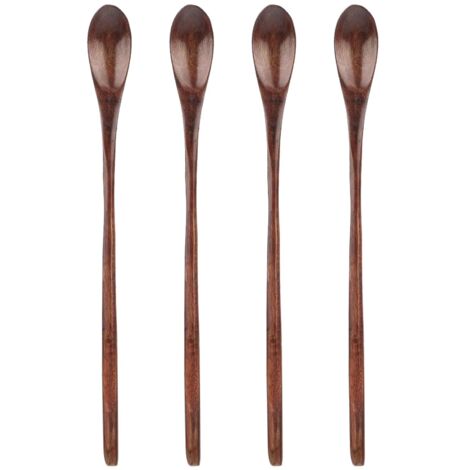 4 Pièces Cuillère en Bois de Cuisine,Cuillère Bois,Cuillère MielBois,Cuillère à Miel enBois Convient pour la Cuisine et la Dégustation,Cuillères à Café Longues - Pour Café,Thé,Soupes,Cuisine