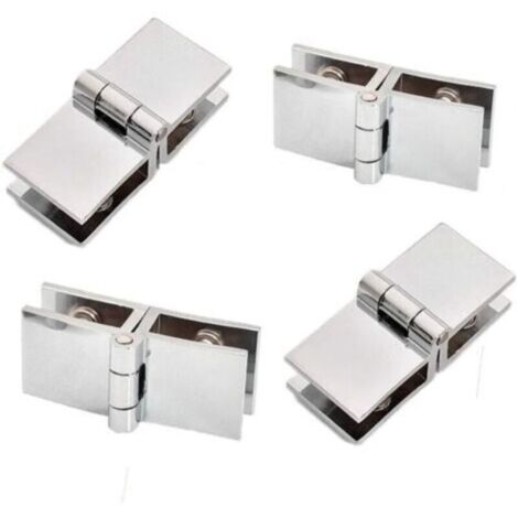 4 pièces de charnières de porte en verre à 180 degrés, charnières de porte en verre, charnières de porte en verre en alliage de zinc, faciles à installer, adaptées aux vitrines, caves à vin