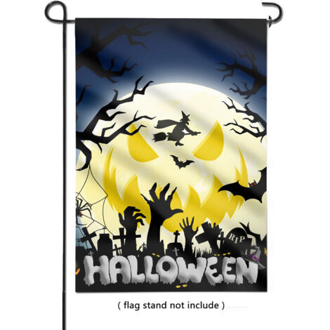 4 pièces de drapeaux d Halloween, drapeaux d Halloween,  drapeaux d Halloween double face pour jardin extérieur, drapeaux de jardin 30 × 45 cm en polyester