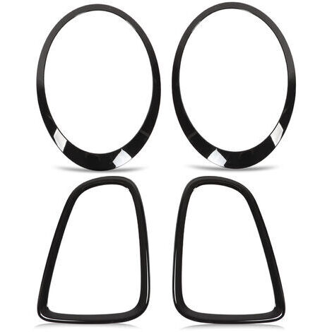 4 pièces de garnitures de phares et feux arrière noir brillant de remplacement pour Mini R56 R57 R58 R59 Cooper S JCW 2007‑2015