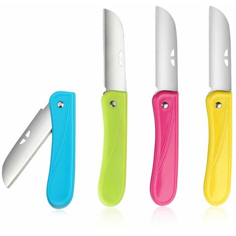 4 pièces de nouveau petit couteau de cuisine pliable (rouge, bleu, vert, jaune)