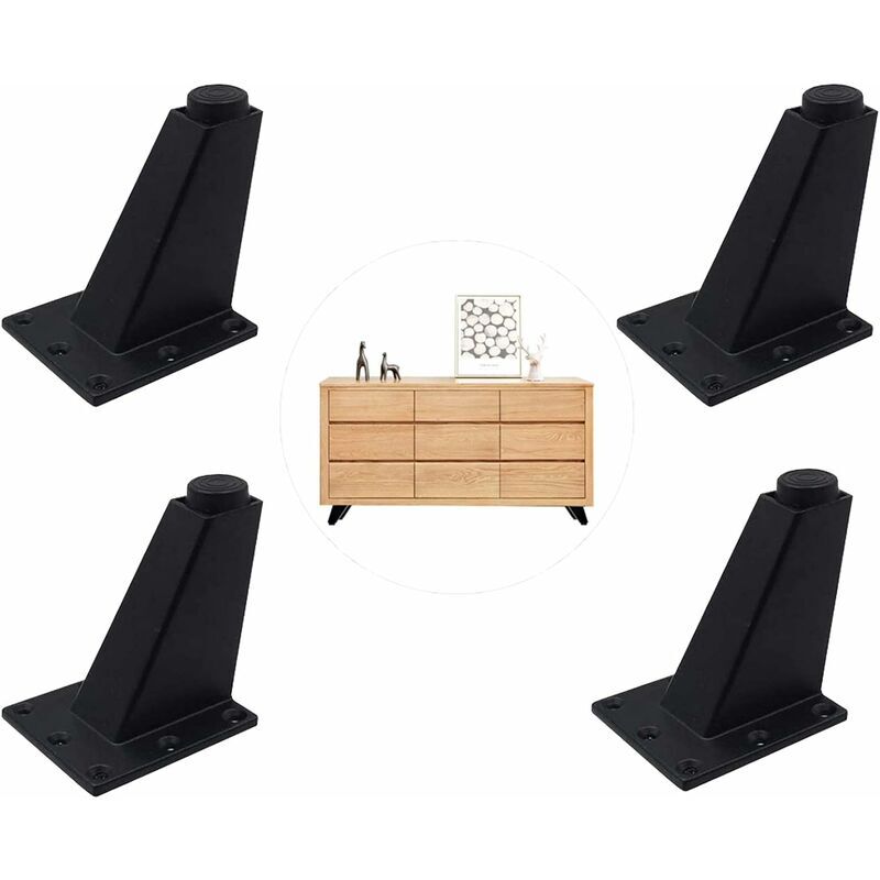 Fei Yu - 4 pièces de pieds inclinés en alliage d'aluminium, pieds inclinés pour meuble de bureau, pieds de meuble tv réglables, pieds d'armoire