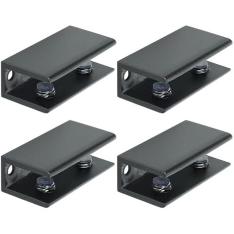 4 Pièces de Pinces à Verre, Support de Verre Réglable, en Acier Inoxydable, Pince de Support de Verre, Robuste et Pratique Support de Cloison en Verre Réglable, Noir