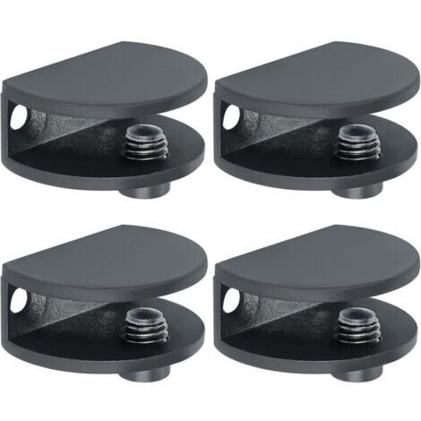 4 Pièces de Pinces à Verre, Support de Verre Réglable, Finition Peinture, Verre Adaptatif de 5-10 mm d'Épaisseur, Pince de Support de Verre, Pratique Pince Verre, Noir