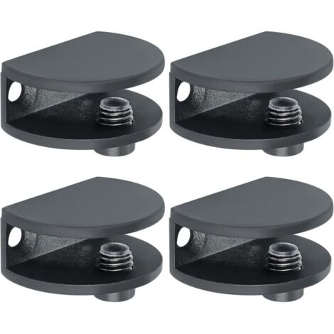 4 Pièces de Pinces à Verre, Support de Verre Réglable, Finition Peinture, Verre Adaptatif de 5-10 mm d'Épaisseur, Pince de Support de Verre, Pratique Pince Verre, Noir