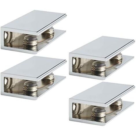 4 Pièces de Pinces à Verre, Support de Verre Réglable, Finition Polie en Alliage de Zinc, Verre Adaptatif de 10 mm d'Épaisseur, Pince de Support de Verre, Pratique Pince Verre, Chrome