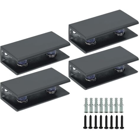 4 Pièces de Pinces à Verre, Support de Verre Réglable, Finition Polie en Alliage de Zinc, Verre Adaptatif de 10 mm d'Épaisseur, Pince de Support de Verre, Pratique Pince Verre, Noir