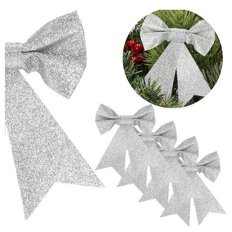  SUPVOX 5pcs/Pack Large Christmas Bow Glitter