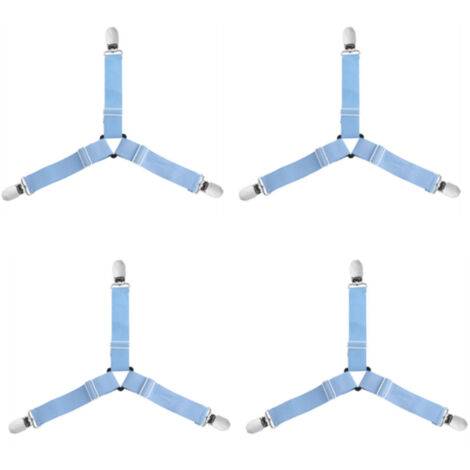 4 pièces de sangles élastiques ajustables pour maintien de drap de lit, fixateurs universels pour matelas et housses, couleur bleu