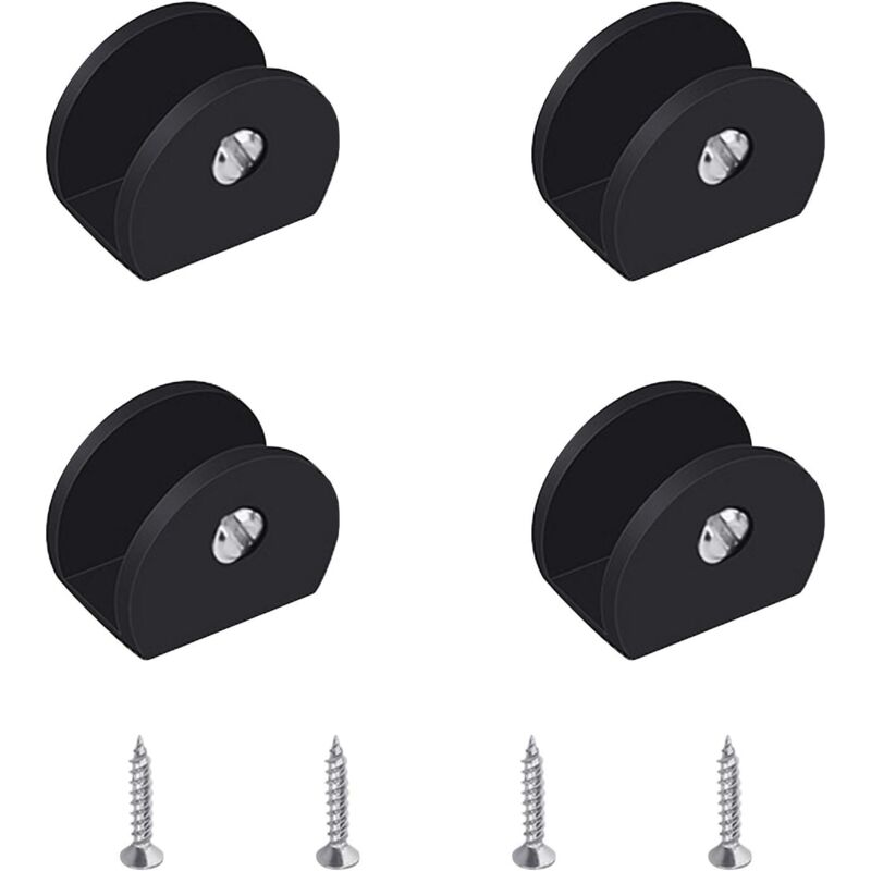 4 Pièces de Support d’Étagère en Verre Support Tablette Verre Noir, Fixation Tablette Verre Réglable,Pour Verre de 6 à 8 mm d'Épaisseur