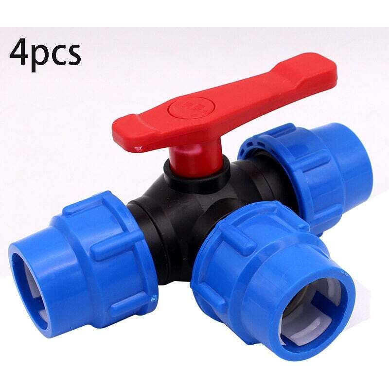 4 pièces de vanne à trois voies à connexion rapide vanne à boisseau sphérique à trois voies de type T-25mm
