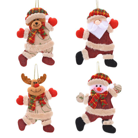 4 Pièces Décoration Arbre De Noël Suspendus Ornement Pendentifs d'Arbre De Noël Pendentifs De Poupée De Noël Père Noël Bonhomme De Neige Renne Poupée Ours