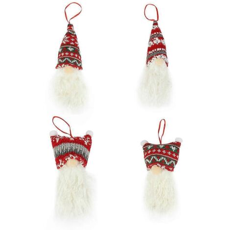 4 pièces Décoration de Noël Gnomes en Peluche Artisanale Suédoise à Suspendre