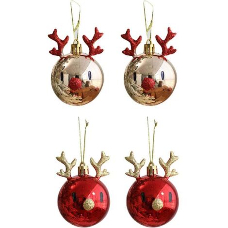 4 PièCes DéCorations de NoëL éLans ScèNe Mise en Page DéCorations Ornements D'Arbre de NoëL Pendentifs de Plafond en Plastique Suspendus Boule B