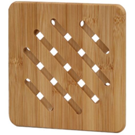 4 Pièces Dessous de Plat, Dessous de Plat Bois, Tapis de Dessous de Plats Antidérapant, Résistant à la Chaleur Plat Bois pour Bols et Ustensiles Chauds Assiettes de Table (18 x 18 cm)