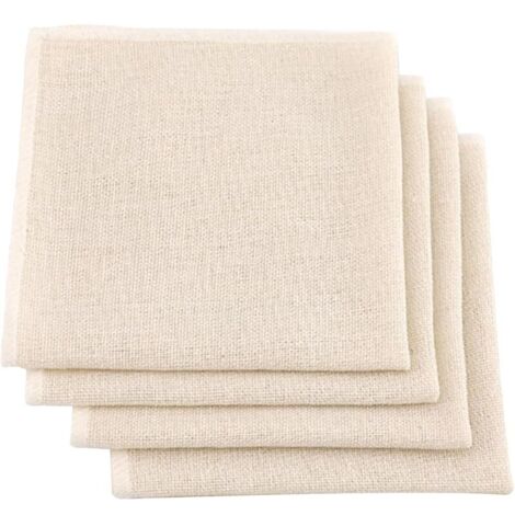 4 Pièces d’Étamine Alimentaire en Coton Non Blanchi, 50 x 50 cm Mousseline Alimentaire Ultra Fine Lavable, Chiffon à Fromage, Anti-Chaleur, pour Filtrer Jus, Thé, Épices