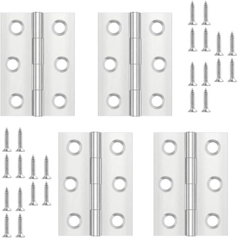 4 Pieces Door Hinge, Stainless Steel Hinge, Invisible Hinge, Flat Hinge, Cupboard Door/Small Doors/Drawers/Windows/Pianos/Jewelry Box Cabinets Home Furniture Hardware