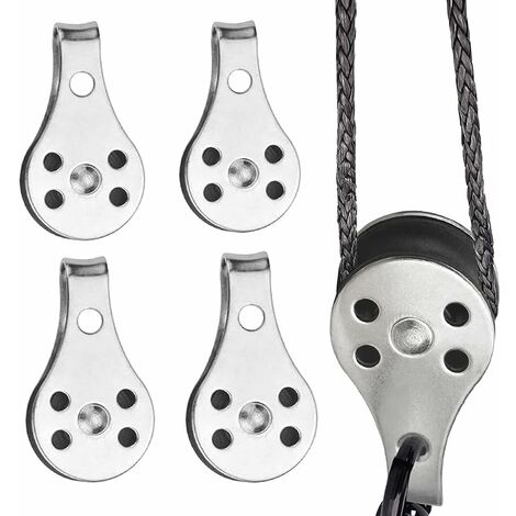 4 Pièces Double Inox Pivotant Poulie, Poulies à Bloc Unique, Bloc Poulie Simple en Acier Inoxydable, pour Les Grands Kayaks, Canoës, Usines, Bâtiments, Etc