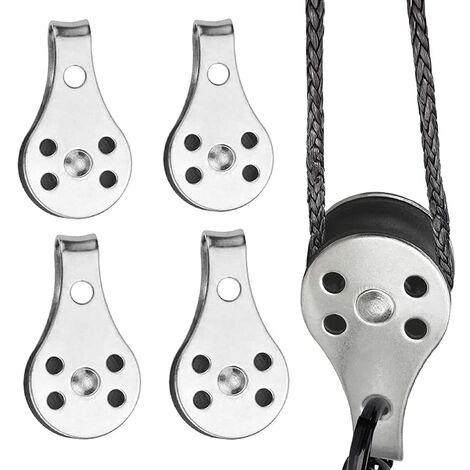 4 Pièces Double Inox Pivotant Poulie, Poulies à Bloc Unique, Bloc Poulie Simple en Acier Inoxydable, pour Les Grands Kayaks, Canoës, Usines, Bâtiments, Etc