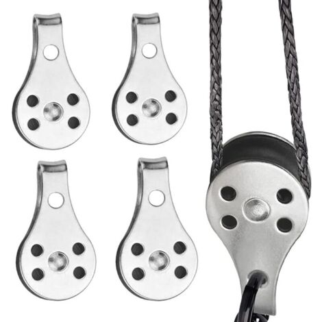 4 Pièces Double Inox Pivotant Poulie, Poulies à Bloc Unique, Bloc Poulie Simple en Acier Inoxydable, pour Les Grands Kayaks, Canoës, Usines, Bâtiments, Etc
