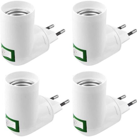 4 Pièces Douille E27 avec Interrupteur Douille de Chantier AC 220V Douille Electrique pour Adaptateur E27 Lampe de Cuisine Murale Support Ampoule LED (Blanc)