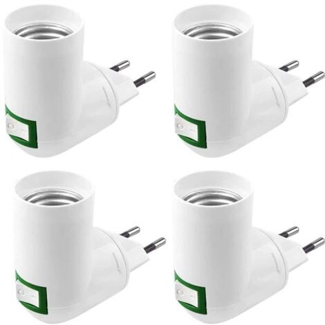 4 Pièces Douille E27 avec Interrupteur Douille de Chantier AC 220V Douille Electrique pour Adaptateur E27 Lampe de Cuisine(Blanc)