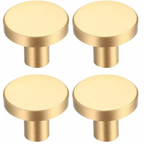 NAXUNNN 4 Pieces Drawer Knobs, Gold Furniture Knobs, Round Cabinet Knobs, Gold Brass Drawer Knobs, Kitchen Door Handles for Decor - 20 25 mm