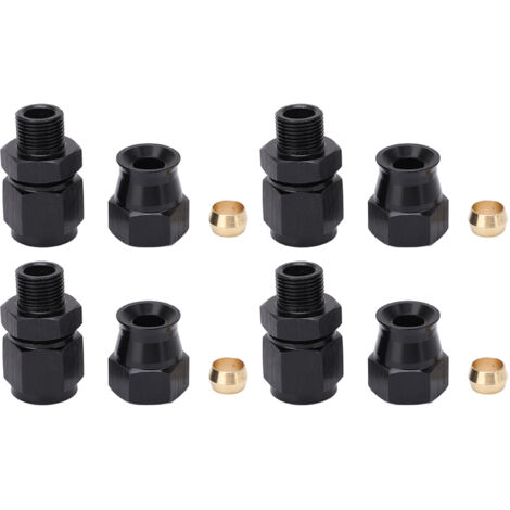 4 pièces droite femelle AN6 adaptateur en alliage d'aluminium étanche avec virole en laiton pour gaz liquide Diesel huile 5/16in