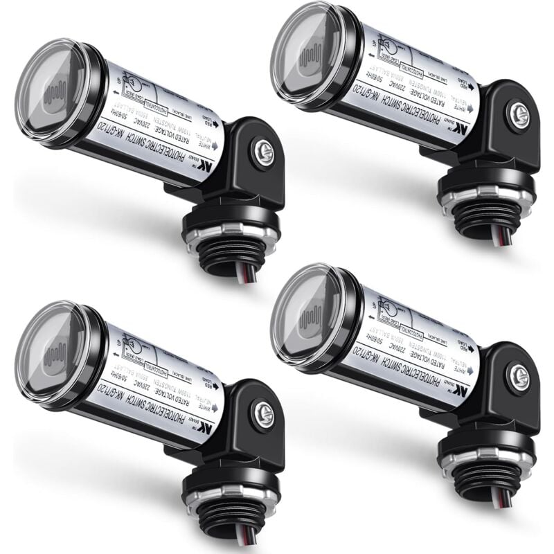 Longziming - Lot de 4 capteurs de crépuscule à l'aube pour éclairage extérieur, capteurs photoélectriques pour éclairage extérieur,interrupteur